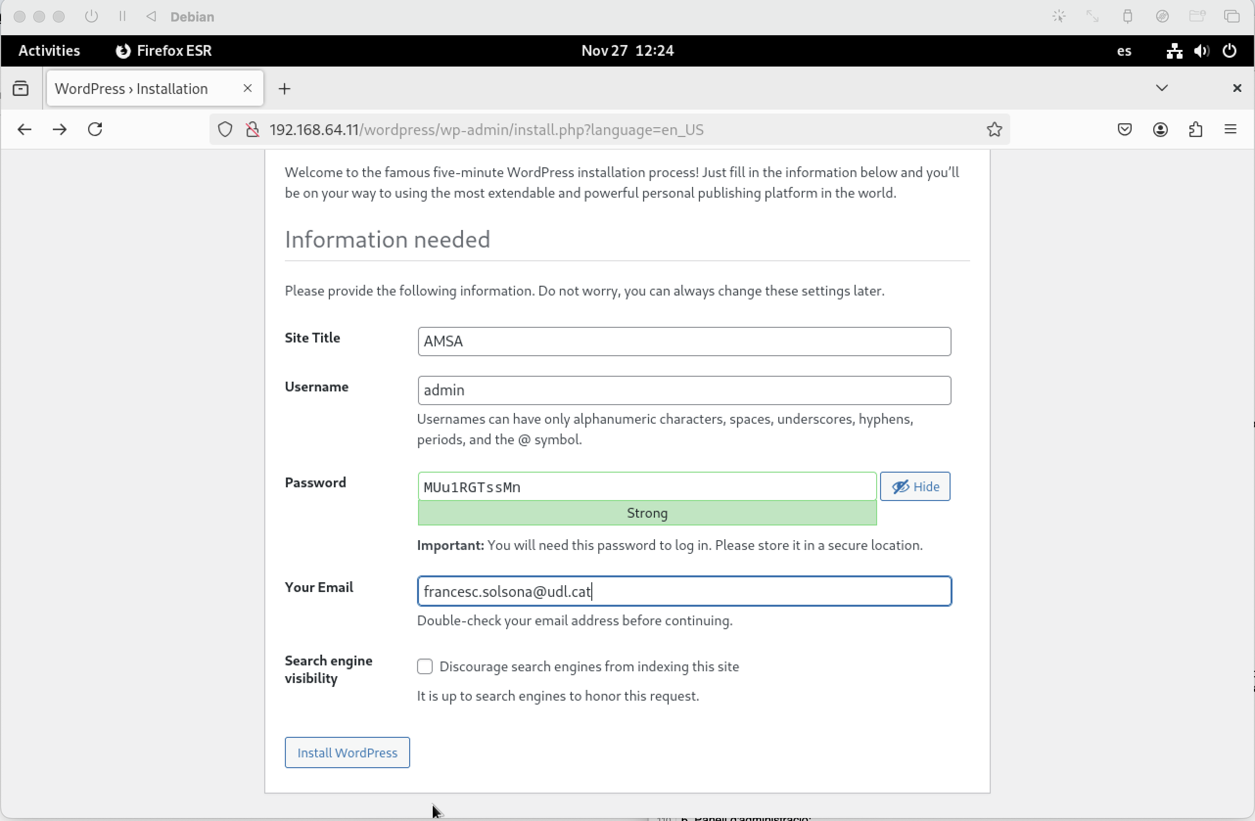 Configuració del lloc web